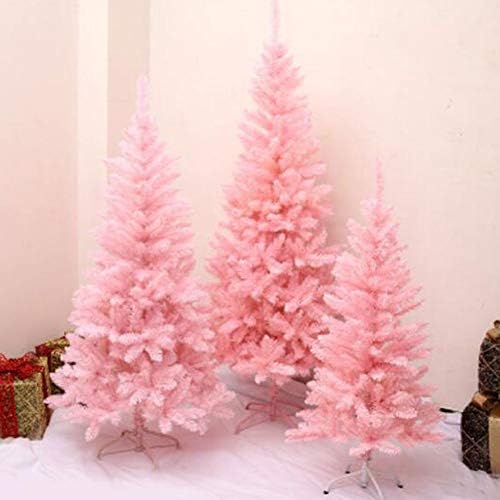 ZPEE Розова Коледно дърво на панти, Бор от изкуствен материал ПВЦ с метална стойка Лесно се монтира Коледна украса Гола