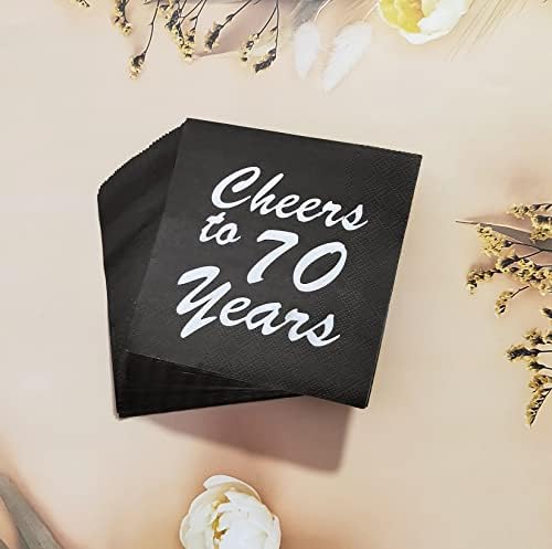 AAAMN 40 бр. Сребристо-черни Кърпички за коктейли на 70-ия рожден ден, идеални за партита на 70-ия рожден ден на 70-годишнината
