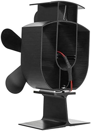 MIFOR YYYSHOPP Черен Вентилатор за печка с 5 Остриета, Работещ на топлинна енергия, Дърво Горелка, Безшумен Черен Вентилатор