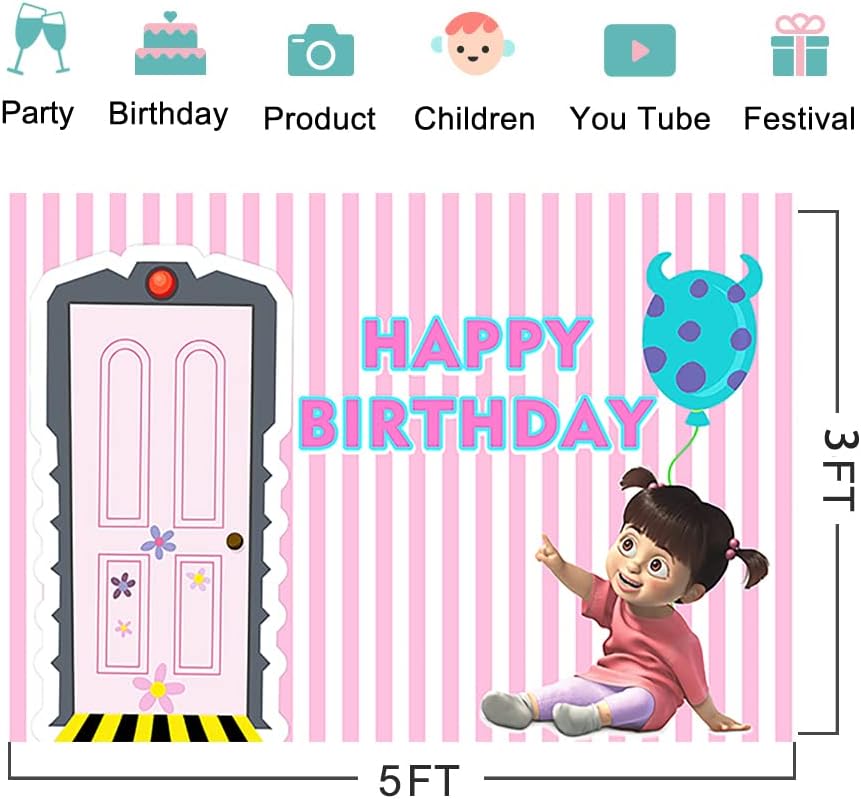 Момиче Бу Фон за Парти по случай рождения Ден на Доставка 5x3ft Monster Inc Розови Дръжки на Фотофоны Банер за Душата