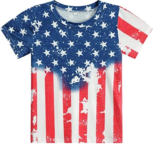 На 4 юли, Риза За Малки Момчета и Момичета с Четвъртото Флага на сащ, Патриотическая Облекло за Ден на Памет, Тениска