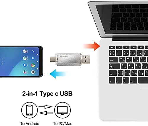 Флаш памет USB Type C 128 GB 2-в-1 USB-C Флаш памет Високоскоростен OTG Флаш памет с Брелком Memory Stick Photo Стик