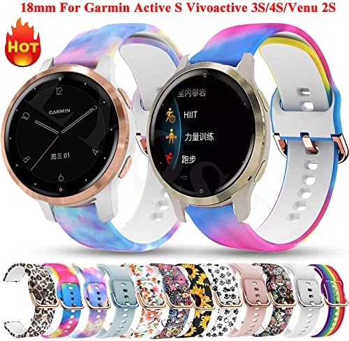 SKM 18 мм и каишка за часовник C2 за Garmin Vivoactive 3S/4S/Venu 2/Active S Rey Силиконов Каучук Smart Easyfit Сменяеми Аксесоари (Цвят: O, размер: 18 мм за Venu 2S)