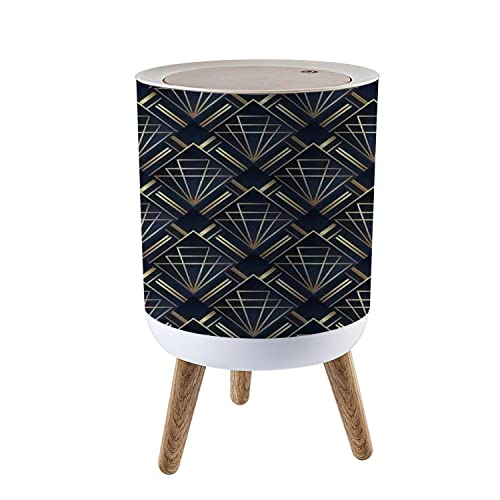 Малката кофа за Боклук с капак за Баня, Кухня, Офис, модерна геометрична теракот, луксозна тъмно синьо златна форма,