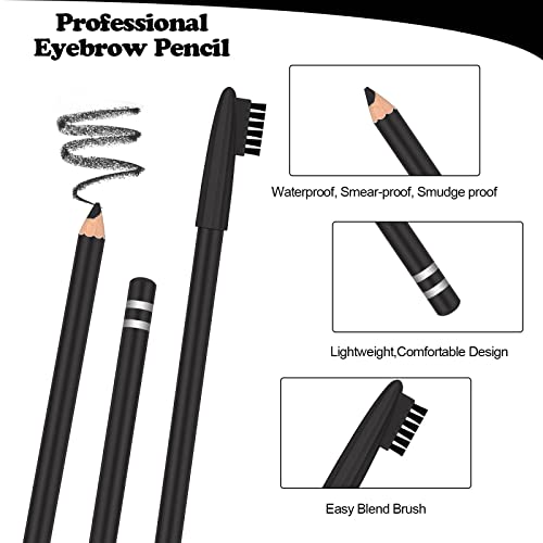 2 Опаковки Моливи за вежди с мека четка 2-в-1, Водоустойчив молив за вежди, който предпазва от изпотяване, и шапките