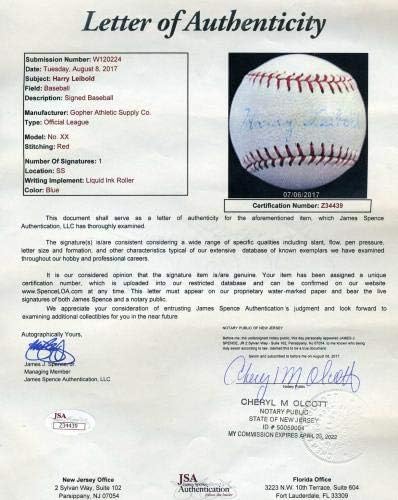 Автограф на Немо Хари Леболда JSA Loa Рядко бейзбол С Автограф От Ръката - Бейзболни Топки С автографи