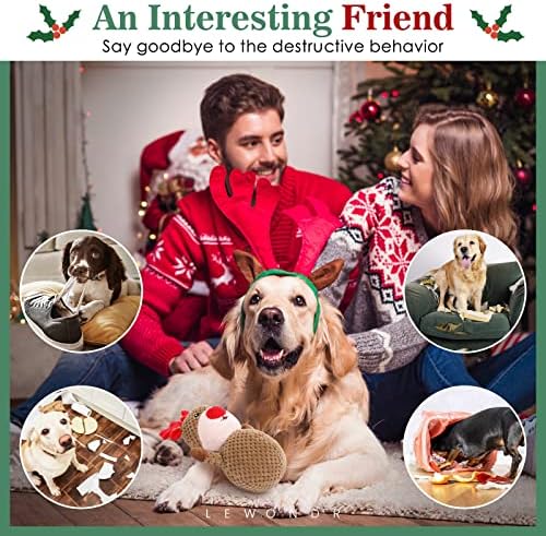 Коледни Плюшени Играчки за кучета Lewondr, Пищащие Играчки за кучета, Трайни Играчки за кучета, Интерактивни Коледни