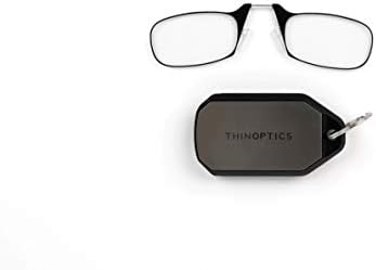 Ключодържател ThinOptics Правоъгълни Очила за четене, Черна Дограма / Сребрист Калъф, Комплект от 2 теми + 1