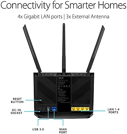 WiFi-рутер ASUS AC1900 (RT-AC67P) - двойна лента безжичен интернет-рутер, лесна настройка, VPN, родителски контрол, технология