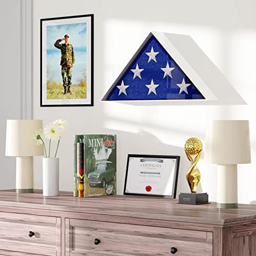 Витрина с флага HIIMIEI за кладата на хартата, Бяла Акрилна Кутия с флага за хартата на американския ветеран 5x9,5, Стенни