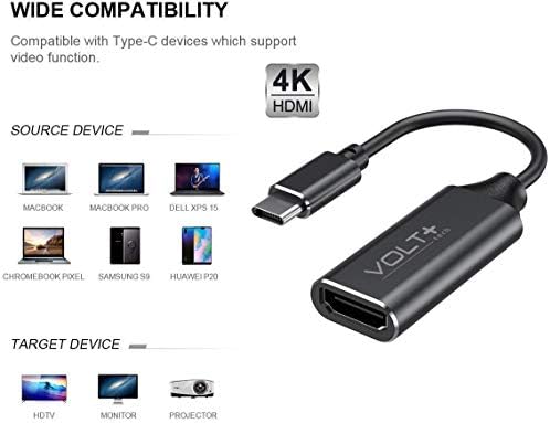 Работи от комплекта на VOLT PLUS ТЕХНОЛОГИИ 4K, HDMI USB-C е съвместим с професионален адаптер Lenovo Miix с цифрово
