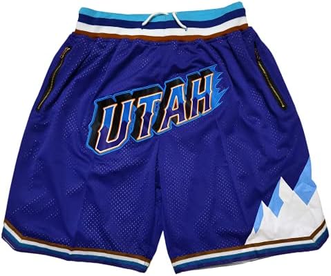 Мъжки Баскетболни Шорти Utah City, 8 24 Мъжки Ретро Окото, Бродирани Джобове, За тренировки във фитнеса, Спортни, Ежедневни