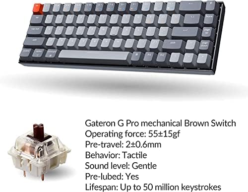 Клавиатура Keychron K6 Gaming Mechanicak Безжичен /Жичен, 65% Оформление, 68 клавиши Компактен Bluetooth клавиатура с