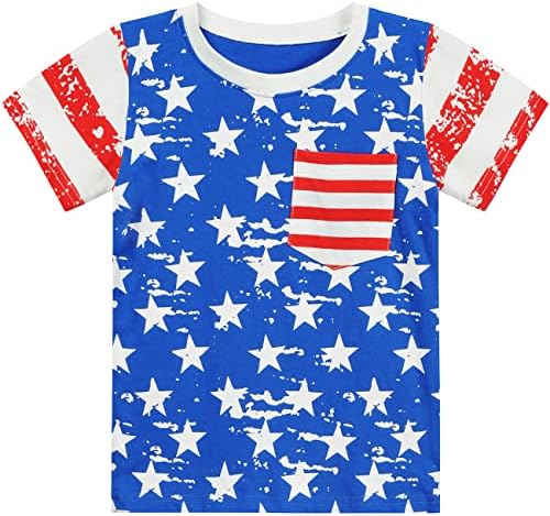 Тениска EULLA за малки момчета на 4 юли, Детски Тениски С флага на сащ, Патриотични Тениски, тениски с Деня на Независимостта, 2-7 години