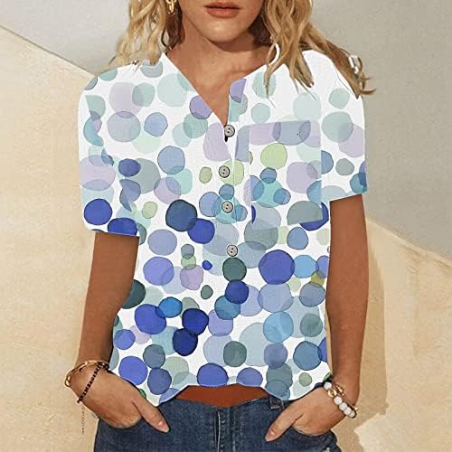 Дамски Блузи с открити рамене, Дамски Летни Съкратен Блузи с Къс ръкав и V-образно деколте, Готина Тениска Отпред, Тениски