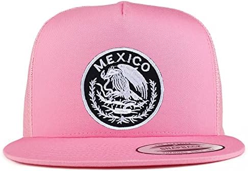 Моден Магазин за Дрехи Околовръстен Mexico Patch 5-Панелна Шапка на шофьор на камион с плоска подплата
