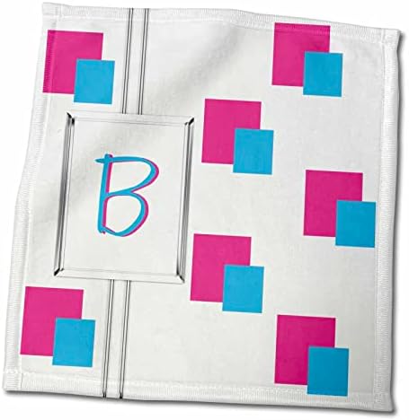 Кърпи 3dRose със Забавни Цветни петна под формата на розови и сини квадратчета с монограм и буква B - twl-215375-3)