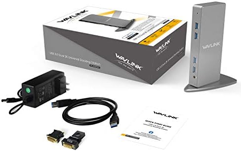 Докинг станция за лаптоп WAVLINK USB 3.0 с два монитора, огледално докинг станция Displaylink и допълнителен режим за