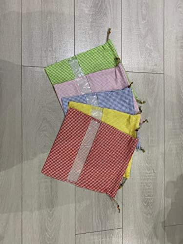 Тъканта чанта (Калъф) с шарени от 5 части памук, в клетката (Карирани модел) С Прозорец и Расшитой Мъниста Коноп