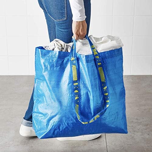 Чанта за покупки от ИКЕА Frakta Среден размер на 4 опаковки по 10 Литра, Синя чанта-Тоут От Многофункционални Траен Материал