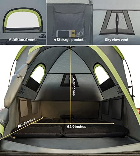 Палатка за пикап JoyTutus, Водоустойчив Двуслойни тента PU2000mm за 2 Души, Преносим Палатка за камион, Предпочитан Вариант