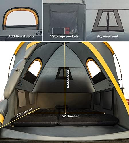 Палатка за пикап JoyTutus, Водоустойчив Двуслойни тента PU2000mm за 2 Души, Преносим Палатка за камион, Предпочитан Вариант