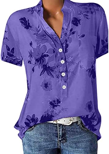 Цветни Потници за Жени 2023 Копчета, Модерни Ежедневни Ризи с Къс Ръкав, Тениски, Блузи